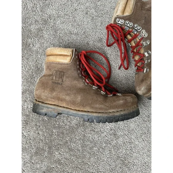 Vintage Mens Tecnica Brown Leather Hiking WorkBoots Made In Italy, Size US 6.5